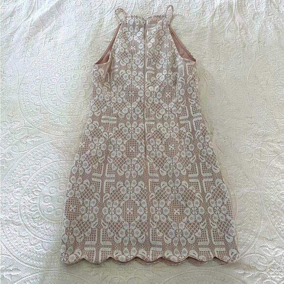 Forever 21 size S Bodycon Crochet Overlay High Neck Scallop Hem Dress - Picture 5 of 10